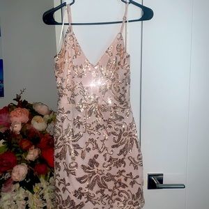Rose gold sequin dress
